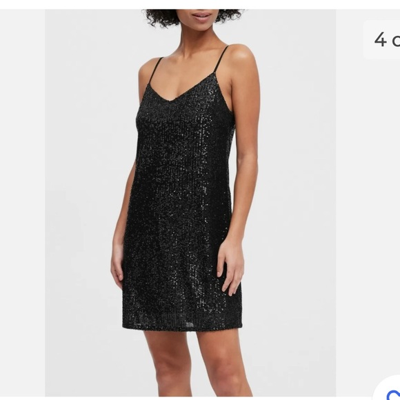 Banana Republic black sequin slip dress, size 12. EUC - Picture 5 of 6
